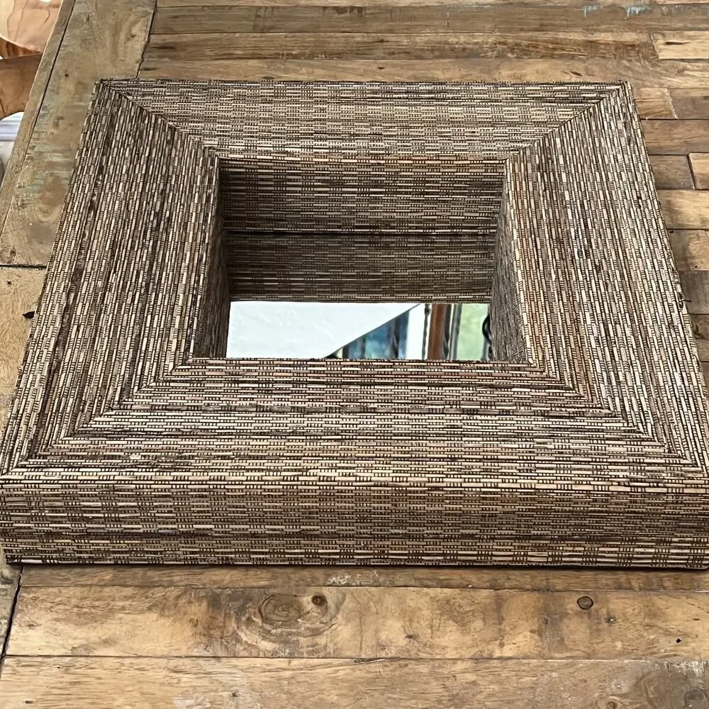 Crate and Barrel Woven Rattan Decorative Wall Mirror 16.5